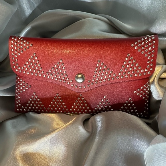 Burgundy Rhinestone Studded Belt Bag Fanny Pack - Picture 4 of 10